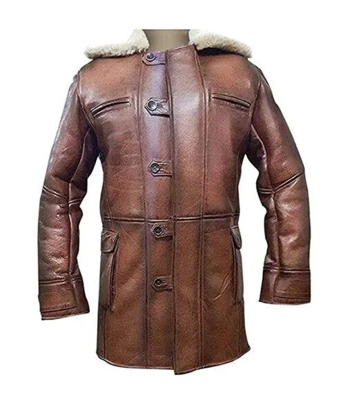 RW Authentic SheepSkin Bane Coat Brown Genuine Leather Coat Faux Shearling Costume