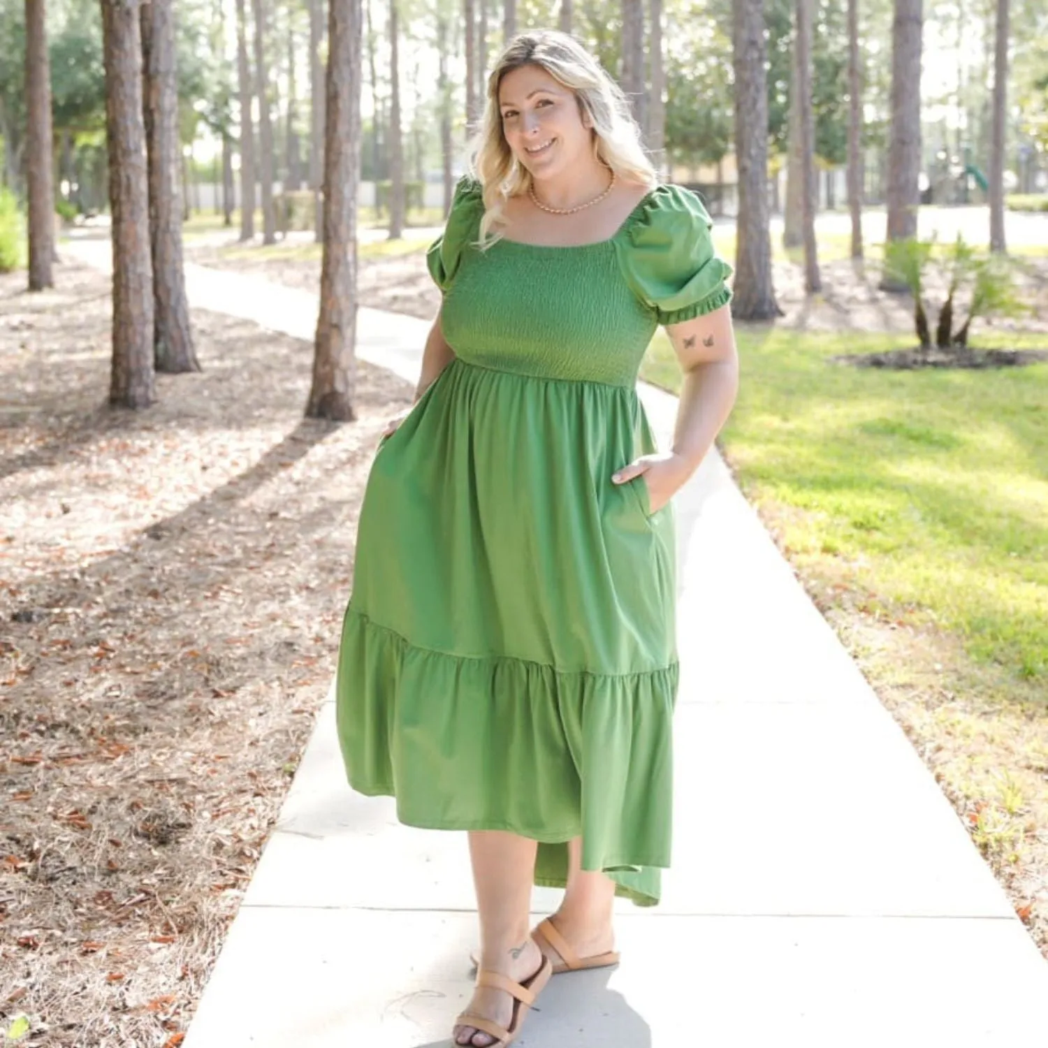 Shirred Midi Dress - Meadow