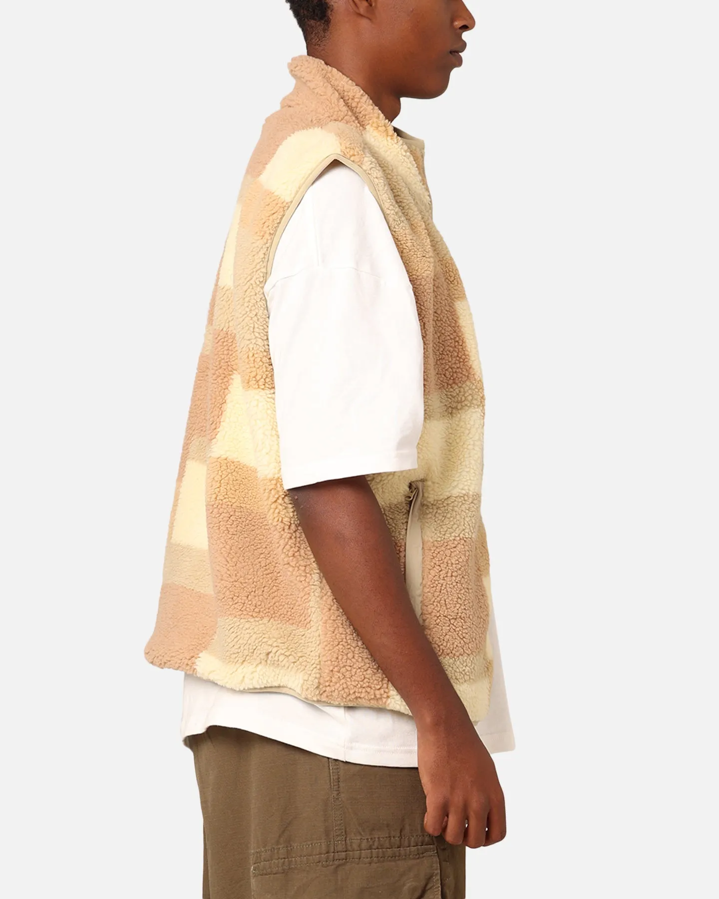 Stüssy Square Jacquard Sherpa Vest Tan