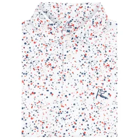 The Bootleg Splatter | Performance Polo | The Bootleg Splatter - White/Classic Red - USA