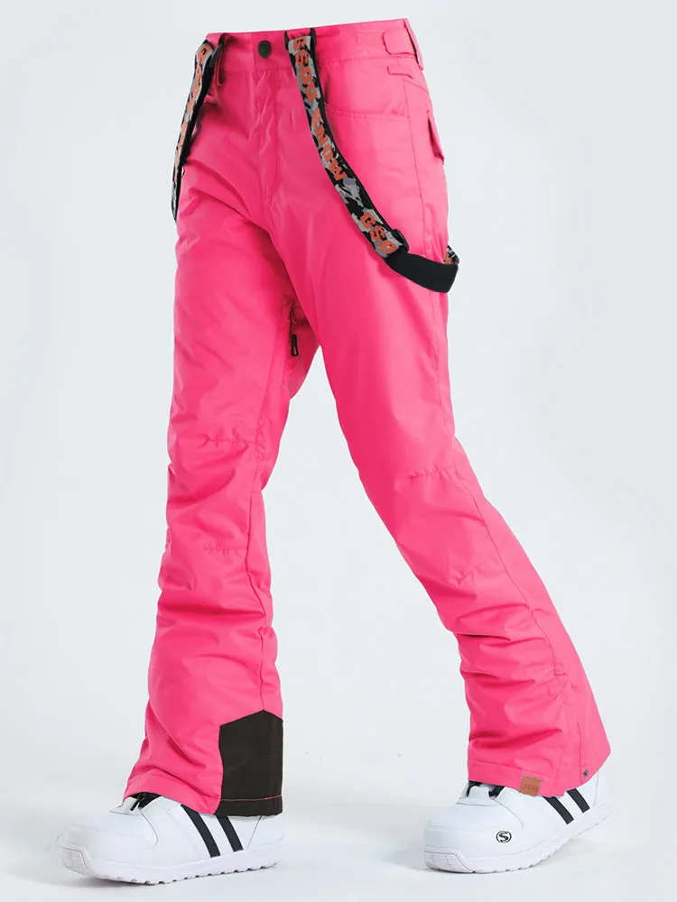 Women's Pink Thermal Warm High Waterproof Windproof Snowboard Ski Pants