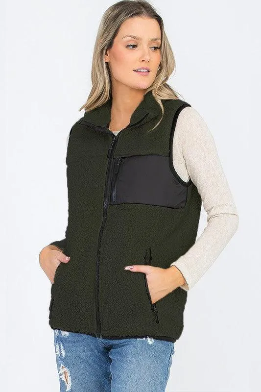 Womens Sherpa Fleece Vest